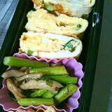 お弁当に！アスパラとしめじ炒め☆バジル風味